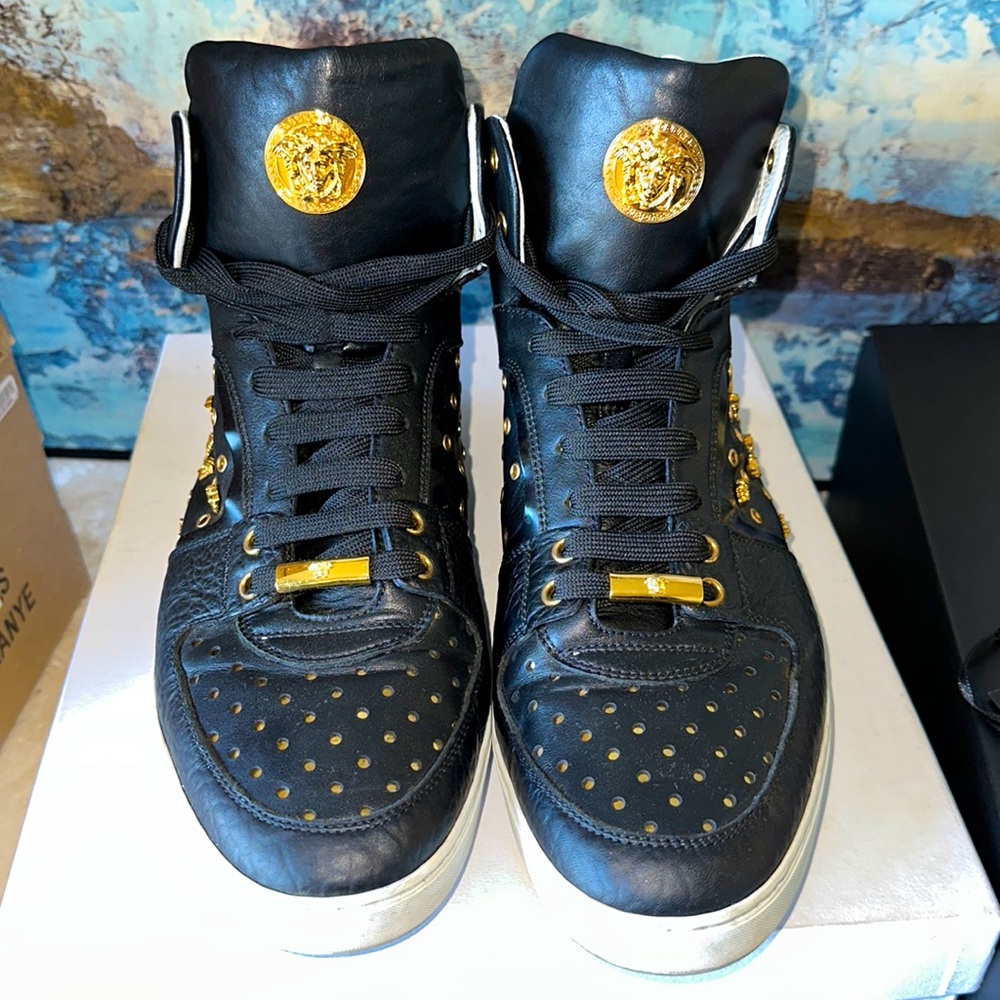 Versace Medusa High Top Leather Sneakers